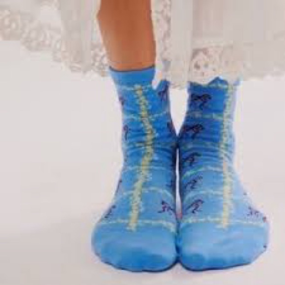 Free People Bow Socks Light Blue